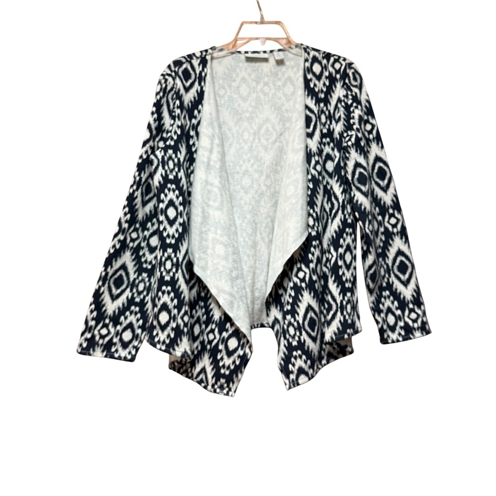 Chico's Women Sz1 Tribal‎ Open Cardigan Boho Western Festival Lagenlook Hippie
